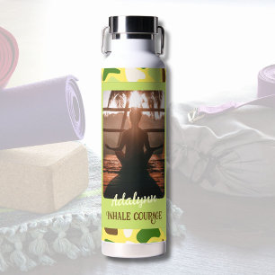 Botella De Agua Foto personalizado Yoga Lover Teacher Mom Women Re
