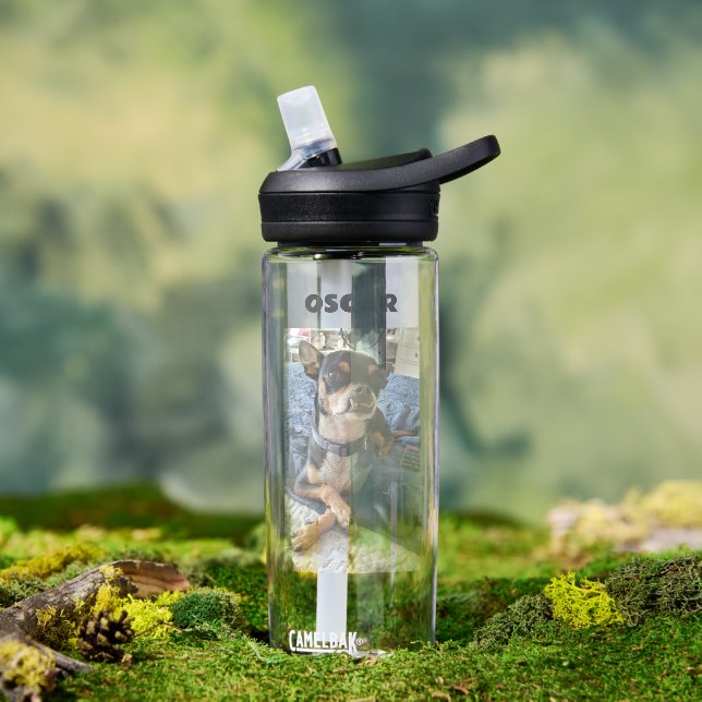 Botella De Agua Foto y nombre del Mascota personalizado (Exterior)