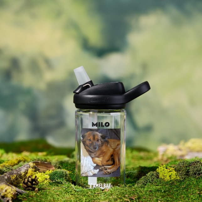 Botella De Agua Foto y nombre del Mascota personalizado (Al aire libre)