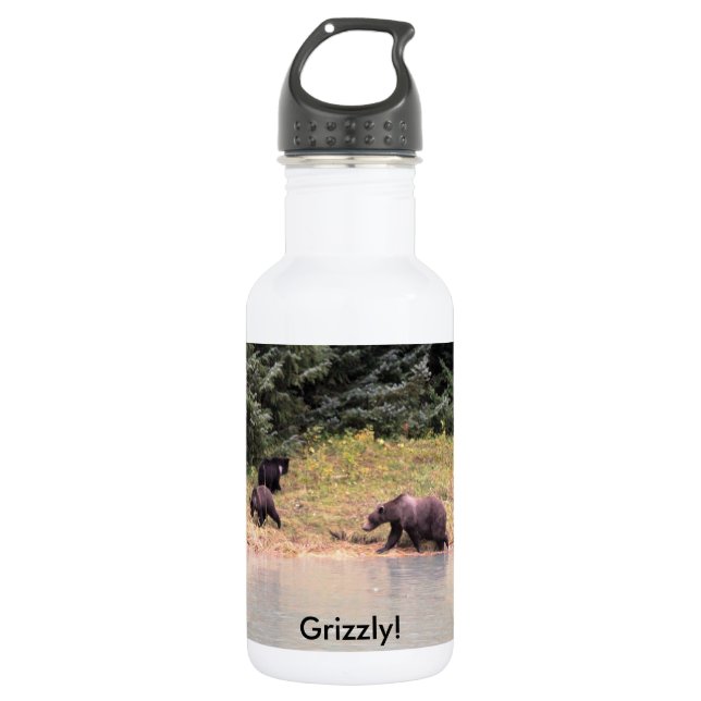 Botella De Agua Fotografía de alta definición de Madre Grizzly y 2 (Anverso)