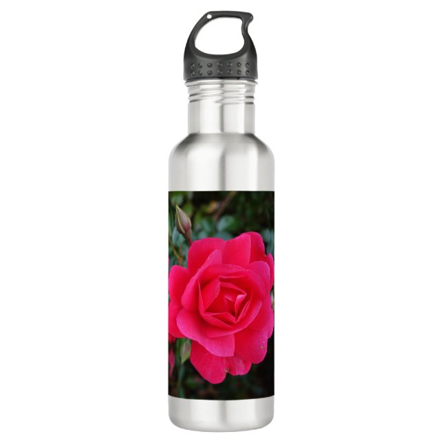 Botella De Agua Fotografía de flor rosa rosa rosa rosa bonito (Anverso)