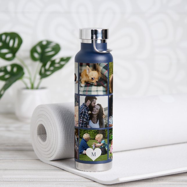 Botella De Agua Fotos personalizadas con monograma 9 (Yoga)