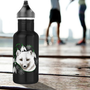 Botella De Agua Fox blanca del Ártico de Art Nouveau