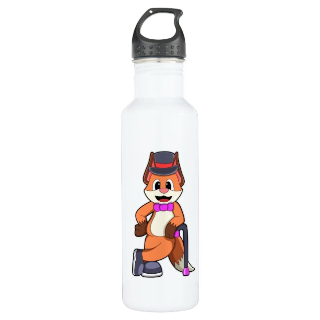 Botella De Agua Fox como Caballero con Gorra y Palo (Anverso)