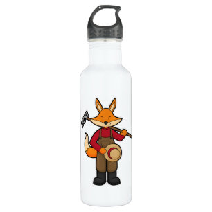 Botella De Agua Fox como granjero con pastel y Gorra