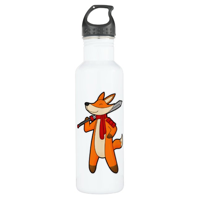 Botella De Agua Fox como guerrero con espada y bufanda (Anverso)