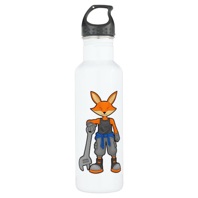 Botella De Agua Fox como mecánico con español (Anverso)