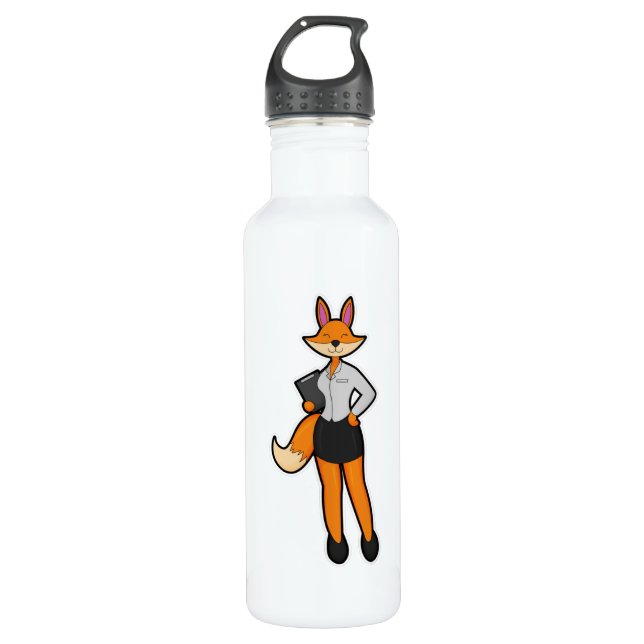 Botella De Agua Fox como secretario con Notepad (Anverso)