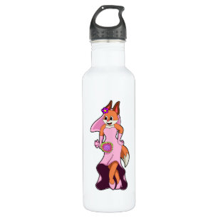 Botella De Agua Fox con vestido Boda y Bunch de Flor