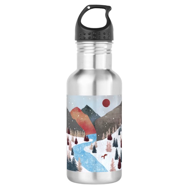 Botella De Agua Fox de la caza de invierno (Anverso)