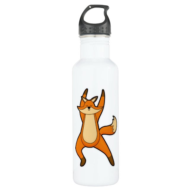 Botella De Agua Fox en ejercicio de Stretching de Yoga (Anverso)