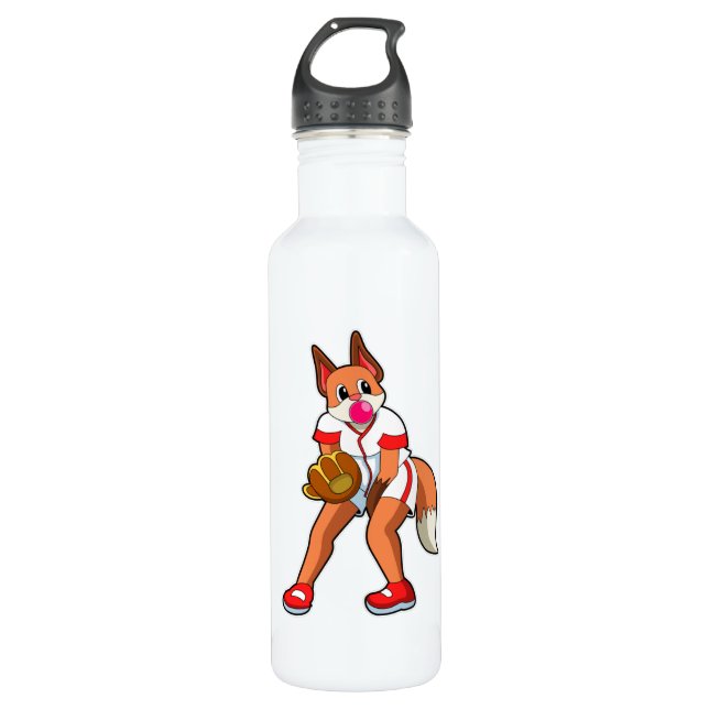 Botella De Agua Fox en el béisbol con guante de béisbol (Anverso)
