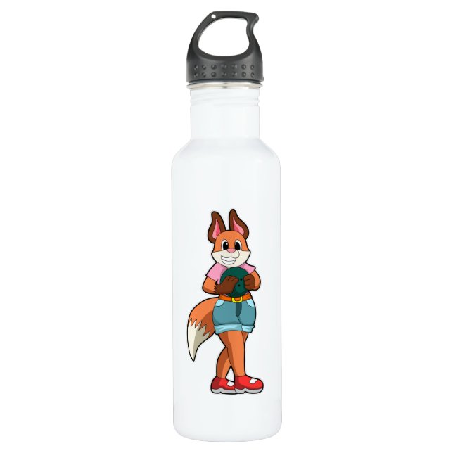 Botella De Agua Fox en el Bowling con bolas (Anverso)