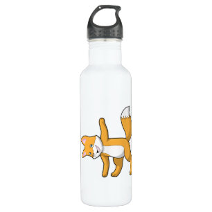 Botella De Agua Fox en el Stretching del Yoga
