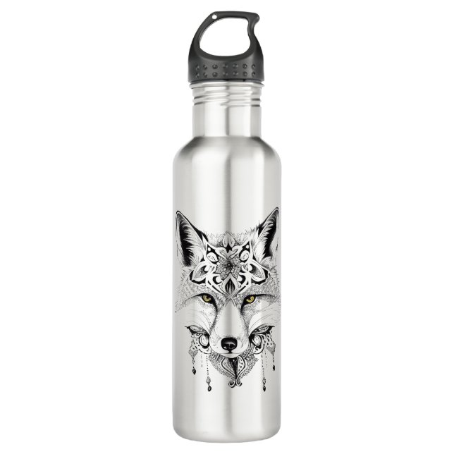 Botella De Agua Fox Wild Animal Nature Ilustracion Art Tattoo (Anverso)