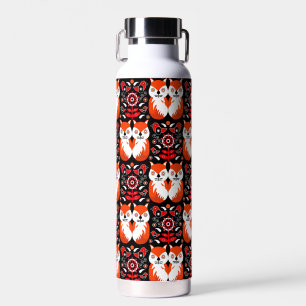 Botella De Agua Fox Y Nature Arte Folclórico Nórdico