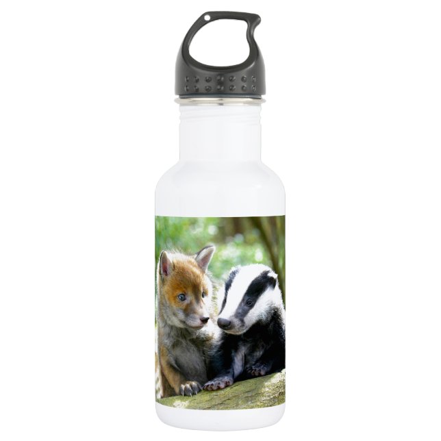 Botella De Agua Foxcub y Badger Cute! (Anverso)