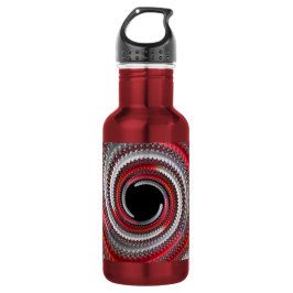Botella De Agua Fractal en espiral con gradiente abstracto rojo y 