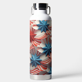 BOTELLA DE AGUA FRAGMENTOS DE ESTRELLAS AZULES BLANCAS Y PATRIOTAS