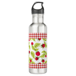 Botella De Agua Frambuesas en Red Gingham