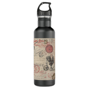 Botella De Agua Francés vintage que escribe París tipografía de ga