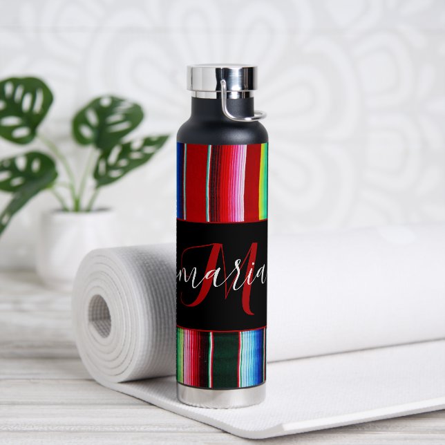 Botella De Agua franjas de serape coloridas personalizadas (Yoga)