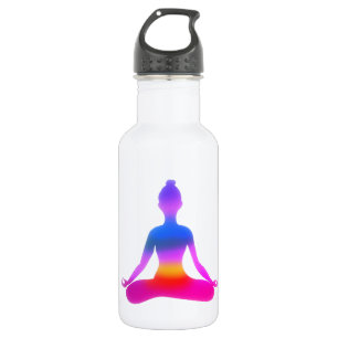 Botella De Agua Frasco colorido de Yoga Lady Silhouette