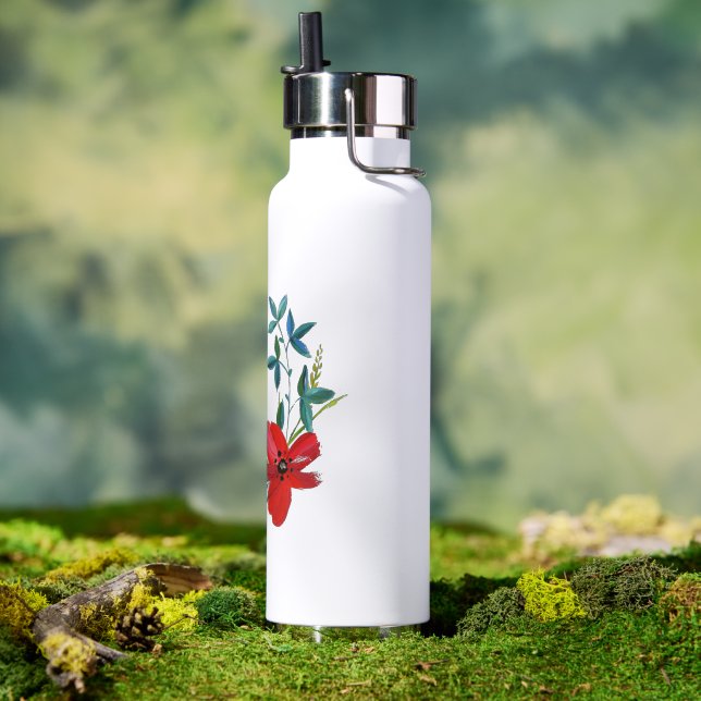 Botella De Agua Frasco Con Flor Clásica. (Exterior)
