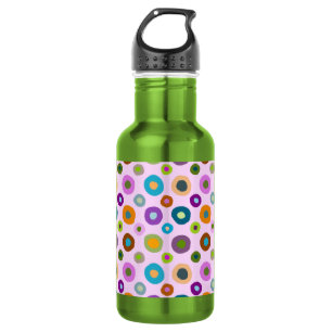 Botella De Agua Frasco de agua colorida funky boho verde y rosa