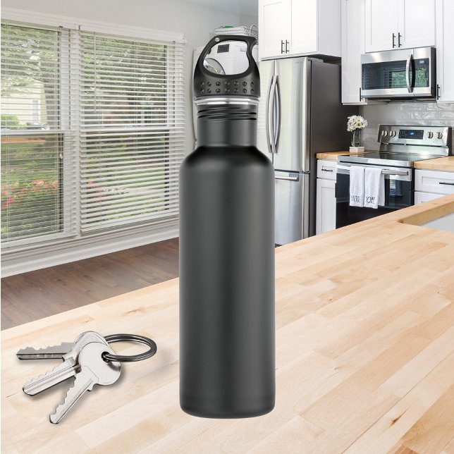 Botella De Agua Frasco de agua de acero inoxidable mate negro (Matte Black Stainless Steel Water Bottle Add Own)