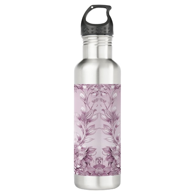 Botella De Agua Frasco de agua de Foliage floral rosa