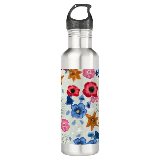 Botella De Agua Frasco de agua de patrón floral (Anverso)
