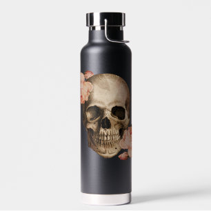 Botella De Agua Frasco de agua del Collage Rosa Skull Vintage