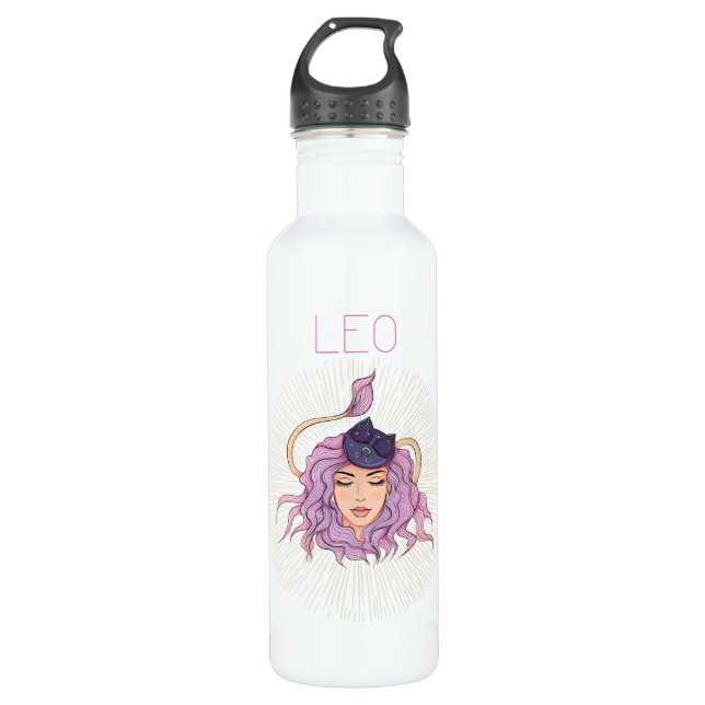 Botella De Agua Frasco de agua del Rótulo Leo Femme Zodiac (Anverso)