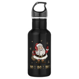 Botella De Agua Frasco de agua negra de Santa Claus