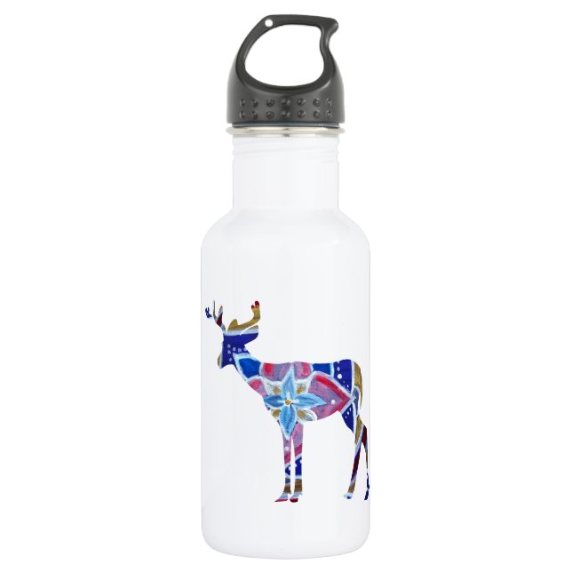 Botella De Agua Frasco de agua personalizado (532 ml) Mandala Deer (Anverso)