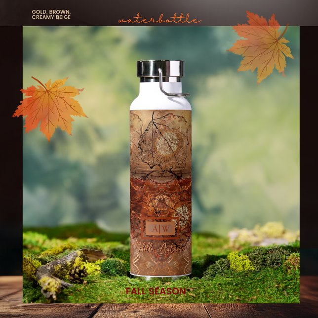 Botella De Agua Frasco de Agua Rústica de Cobre Marrón Abstracto (Rustic Cottage Copper Brown Abstract Water Bottle)
