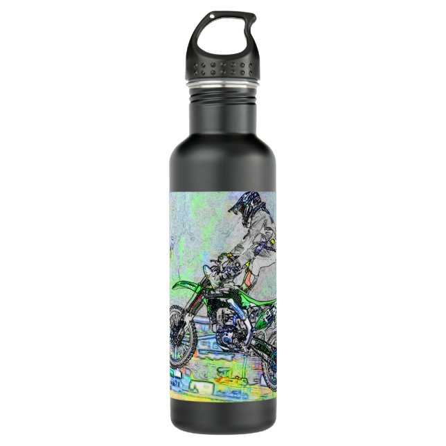 Botella De Agua Freestyle Stuntman - Motocross Rider (Anverso)
