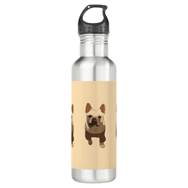 Botella De Agua French Bulldog, Soft Peach (Anverso)