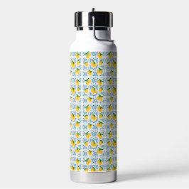 Botella De Agua French Country Lemon Blue Tile Pattern