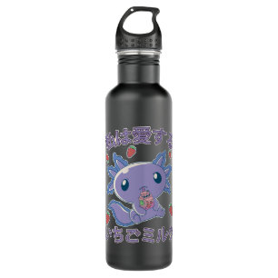 Botella De Agua Fresa Leche Japón Regalo Anime Axolotl