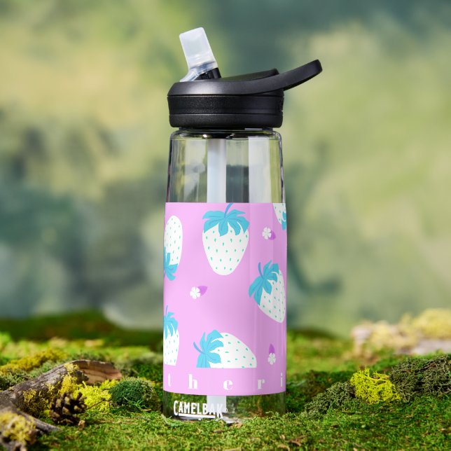Botella De Agua Fresa Pastel Rosa (Exterior)