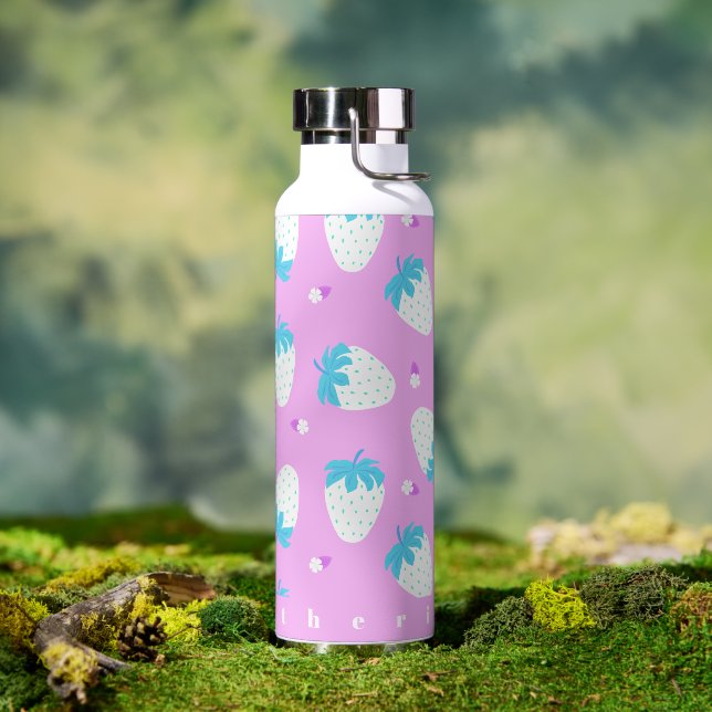 Botella De Agua Fresa Pastel Rosa (Exterior)