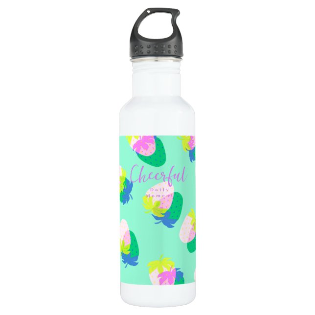 Botella De Agua Fresa Verde azulada (Anverso)