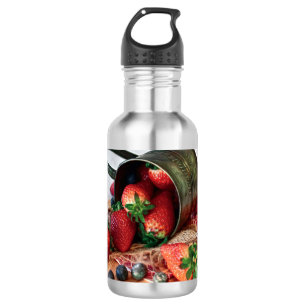 Botella De Agua Fresas Blueberries Frutos y dulces