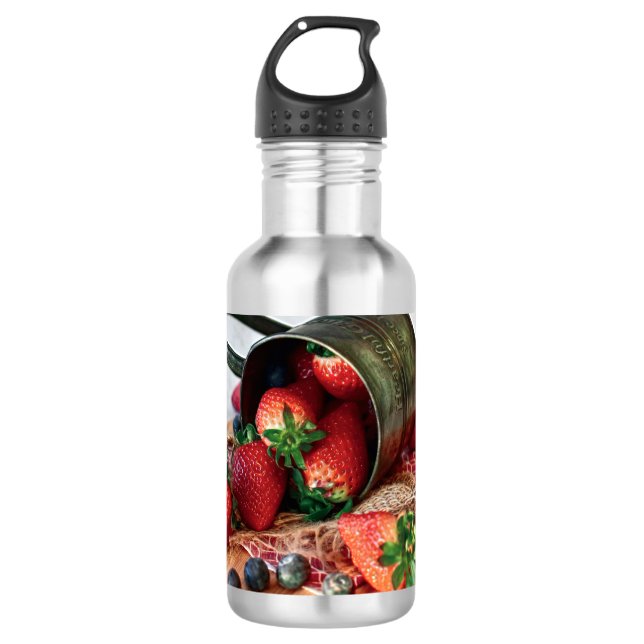 Botella De Agua Fresas Blueberries Frutos y dulces (Anverso)