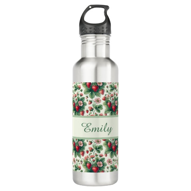 Botella De Agua Fresas cortas de verano personalizadas (Anverso)
