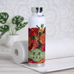 Botella de agua fresca floral personalizada