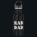 Botella De Agua Fresca tipografía moderna blanca y negra de Rad Da<br><div class="desc">Rad Dad tipografía moderna blanca y negra fresca botella de agua de acero inoxidable.</div>