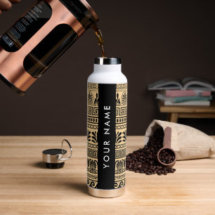 Botella De Agua Fret griego, llave mixta de meandro, marrón, tu no